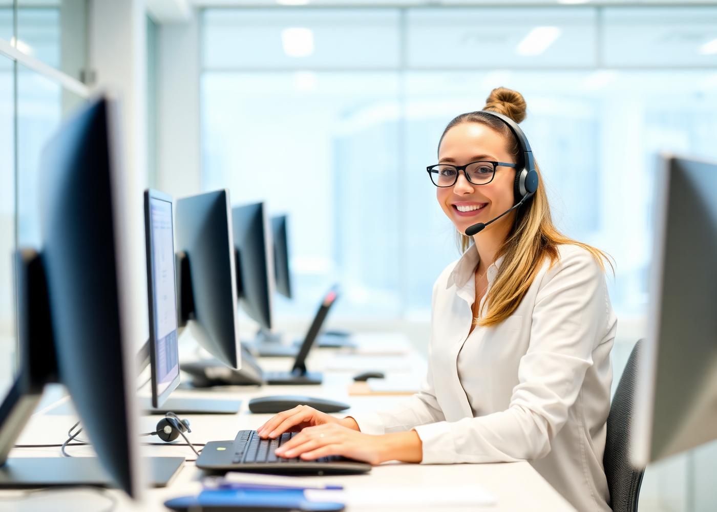 Customer service representative assisting procurement clients